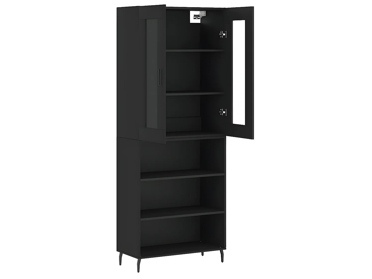 Hoog dressoir Zwart 69,5x34x180 cm Bewerkt hout