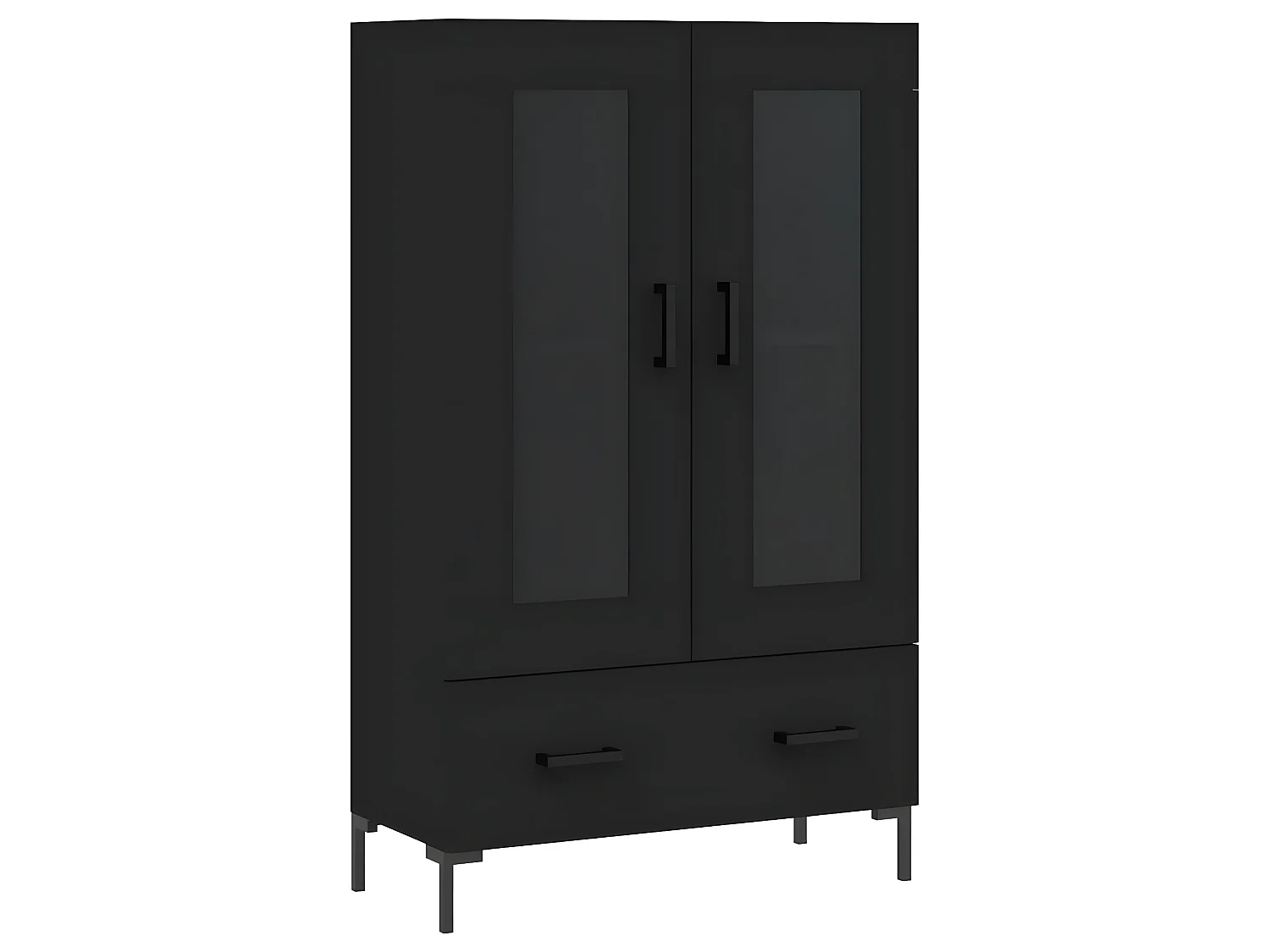 Buffet haut noir 69,5x31x115 cm bois d'ingénierie