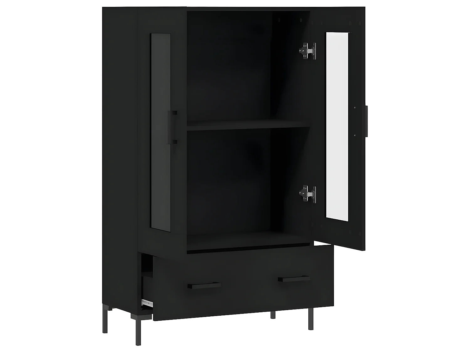 Buffet haut noir 69,5x31x115 cm bois d'ingénierie