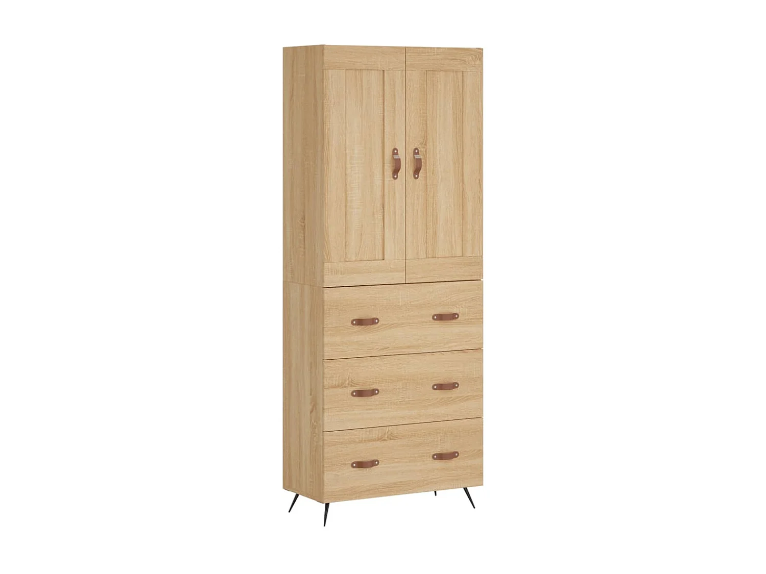 Aparador alto roble Sonoma 69,5x34x180 cm Madera contrachapada