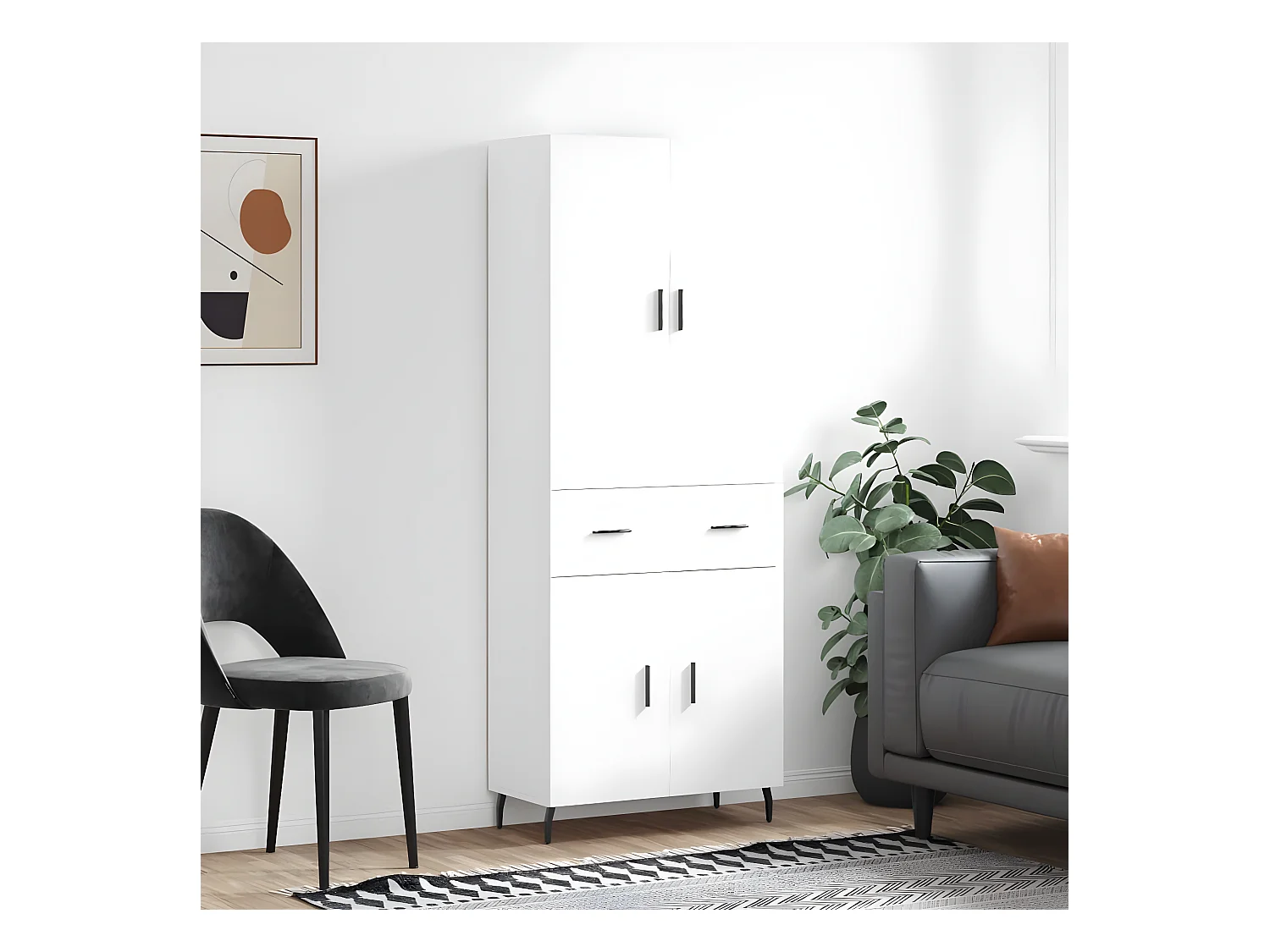 Credenza alta Bianca 69,5x34x180 cm MDF
