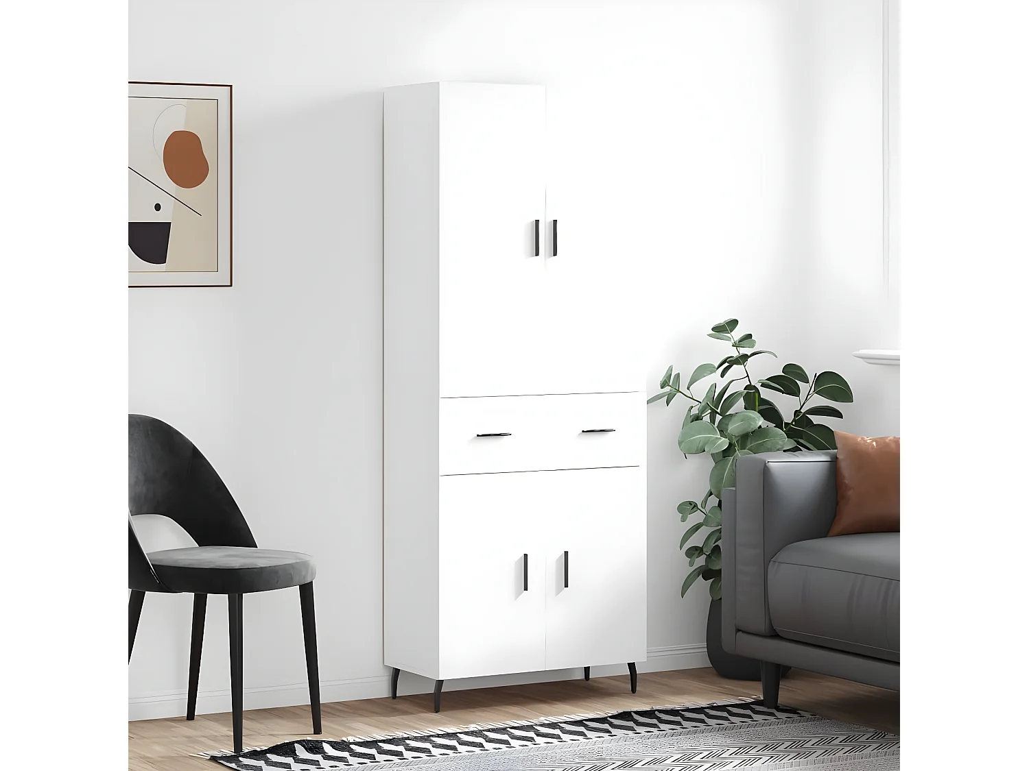 Aparador alto Blanco 69,5x34x180 cm Madera contrachapada