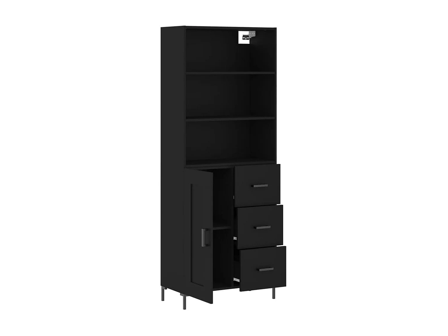 Hoog dressoir Zwart 69,5x34x180 cm Bewerkt hout