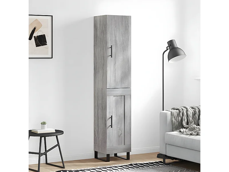 Credenza alta Sonoma grigia 34,5x34x180 cm MDF