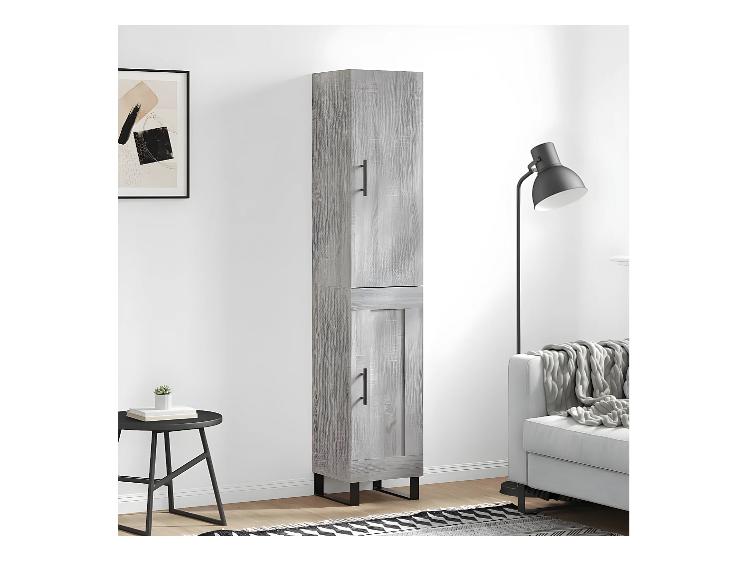 Credenza alta Sonoma grigia 34,5x34x180 cm MDF