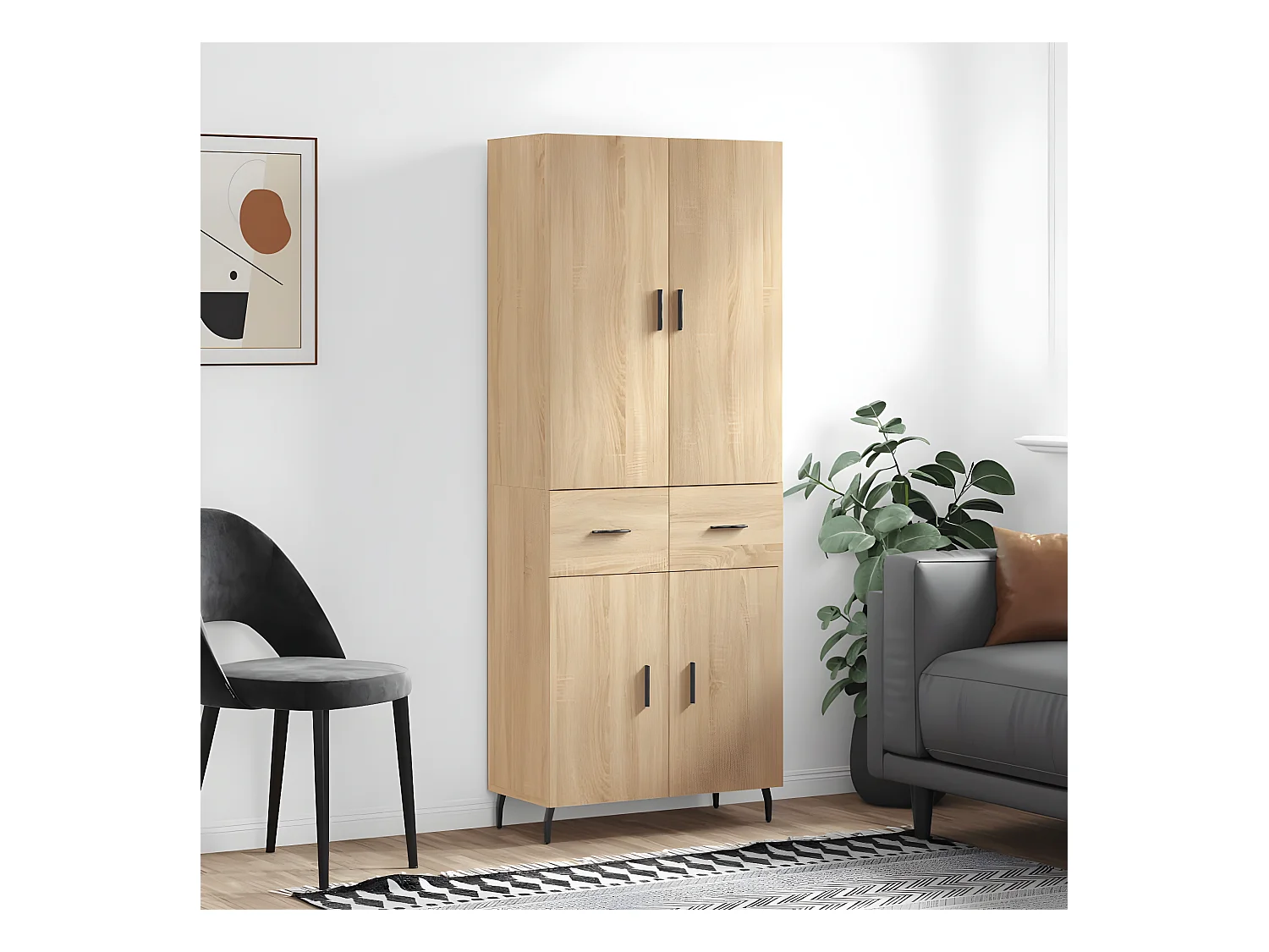 Credenza alta Rovere Sonoma 69,5x34x180 cm MDF