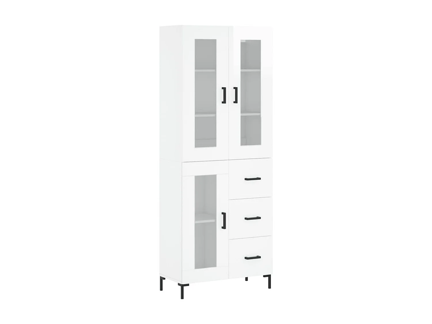 Buffet haut Blanc brillant 69,5x34x180 cm Bois d'ingénierie