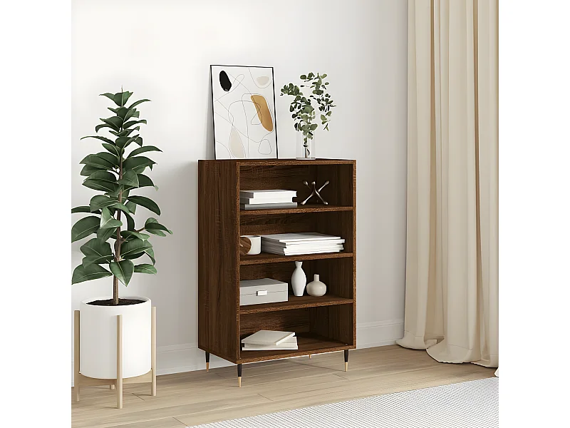 Aparador alto roble marrón 57x35x90 cm madera contrachapada