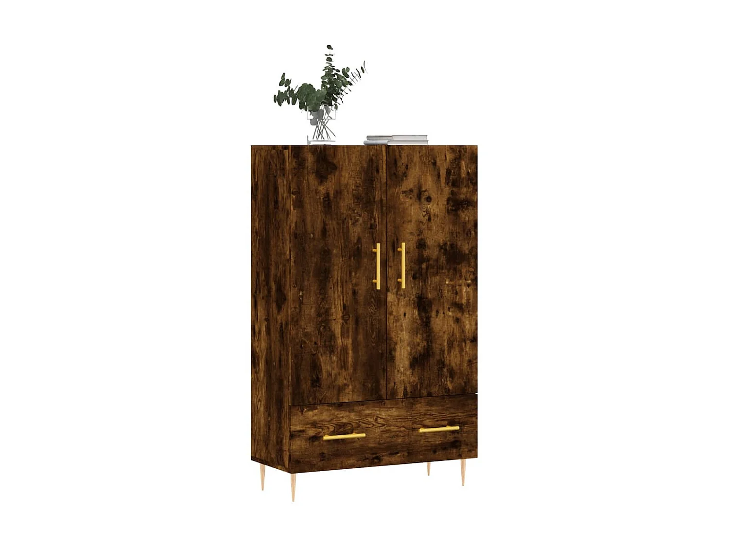 Hohes Sideboard aus geräucherter Eiche, 69,5 x 31 x 115 cm, Holzwerkstoff