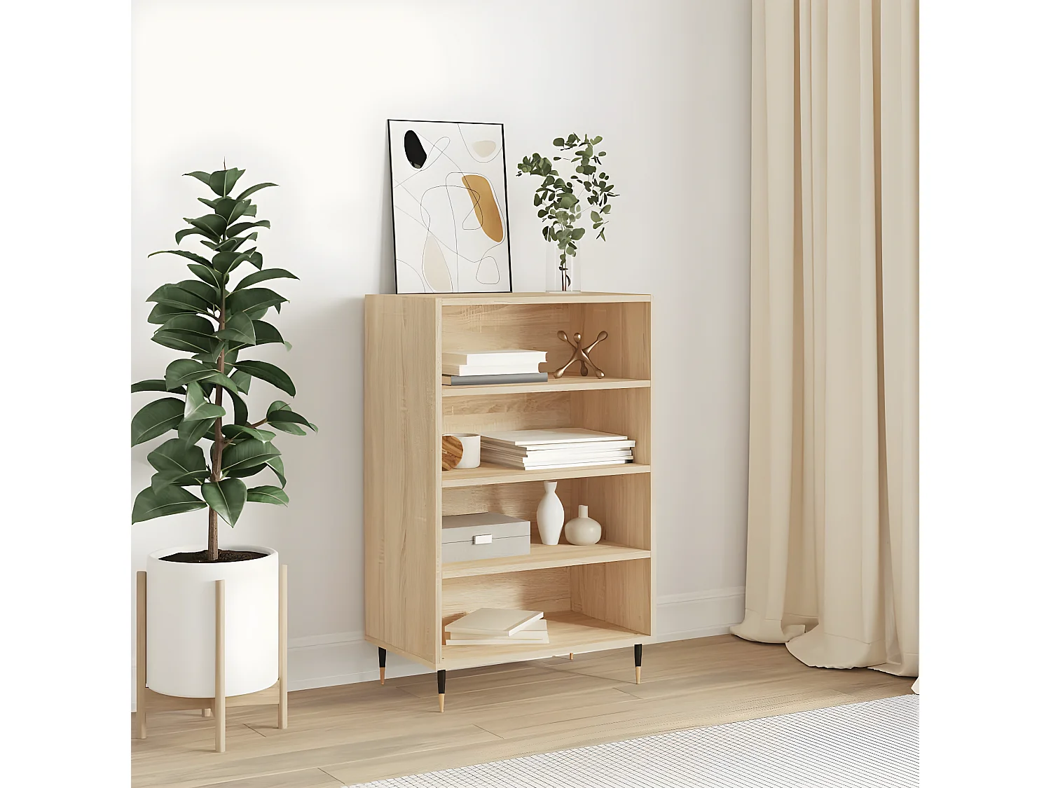 Hohes Sideboard aus Sonoma-Eiche, 57 x 35 x 90 cm, Holzwerkstoff