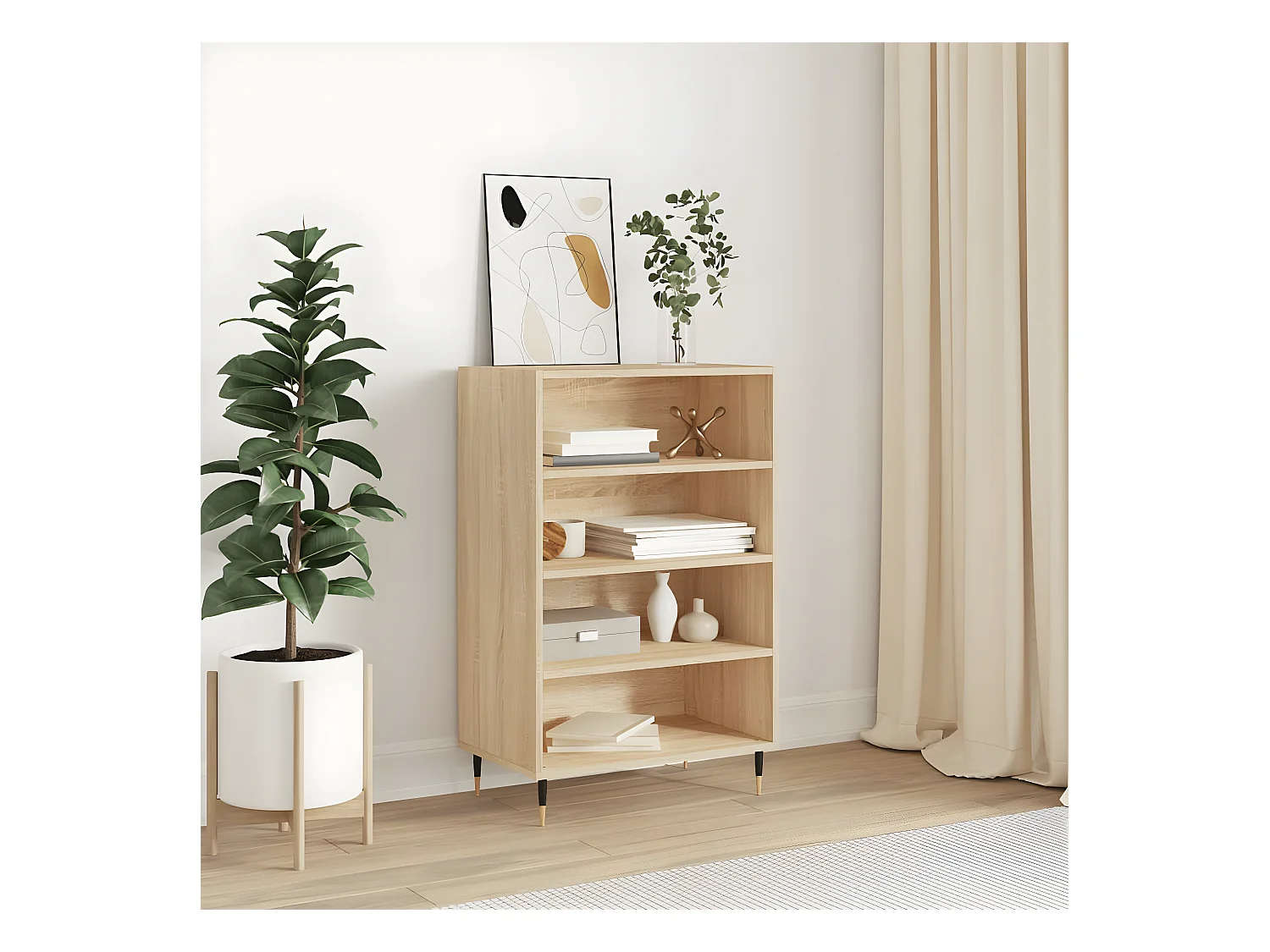 Buffet haut chêne sonoma 57x35x90 cm bois d'ingénierie