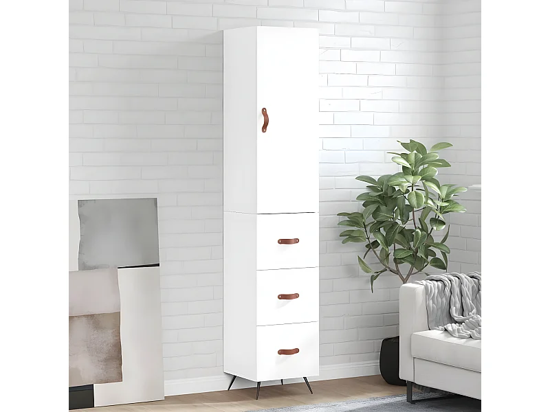 Credenza alta Bianco lucido 34,5x34x180 cm MDF