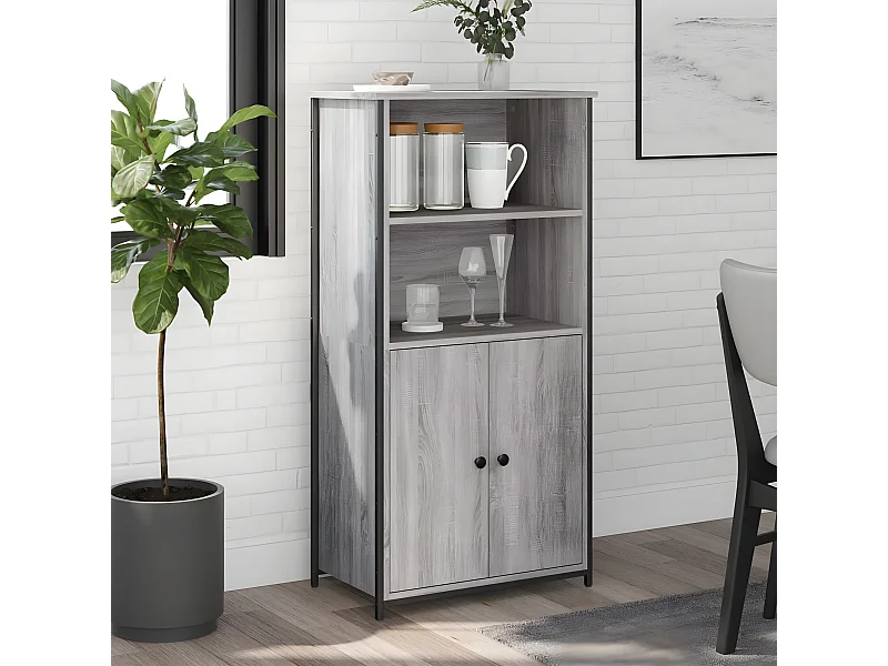 Credenza alta Sonoma grigio 62x36x121,5 cm in derivati del legno