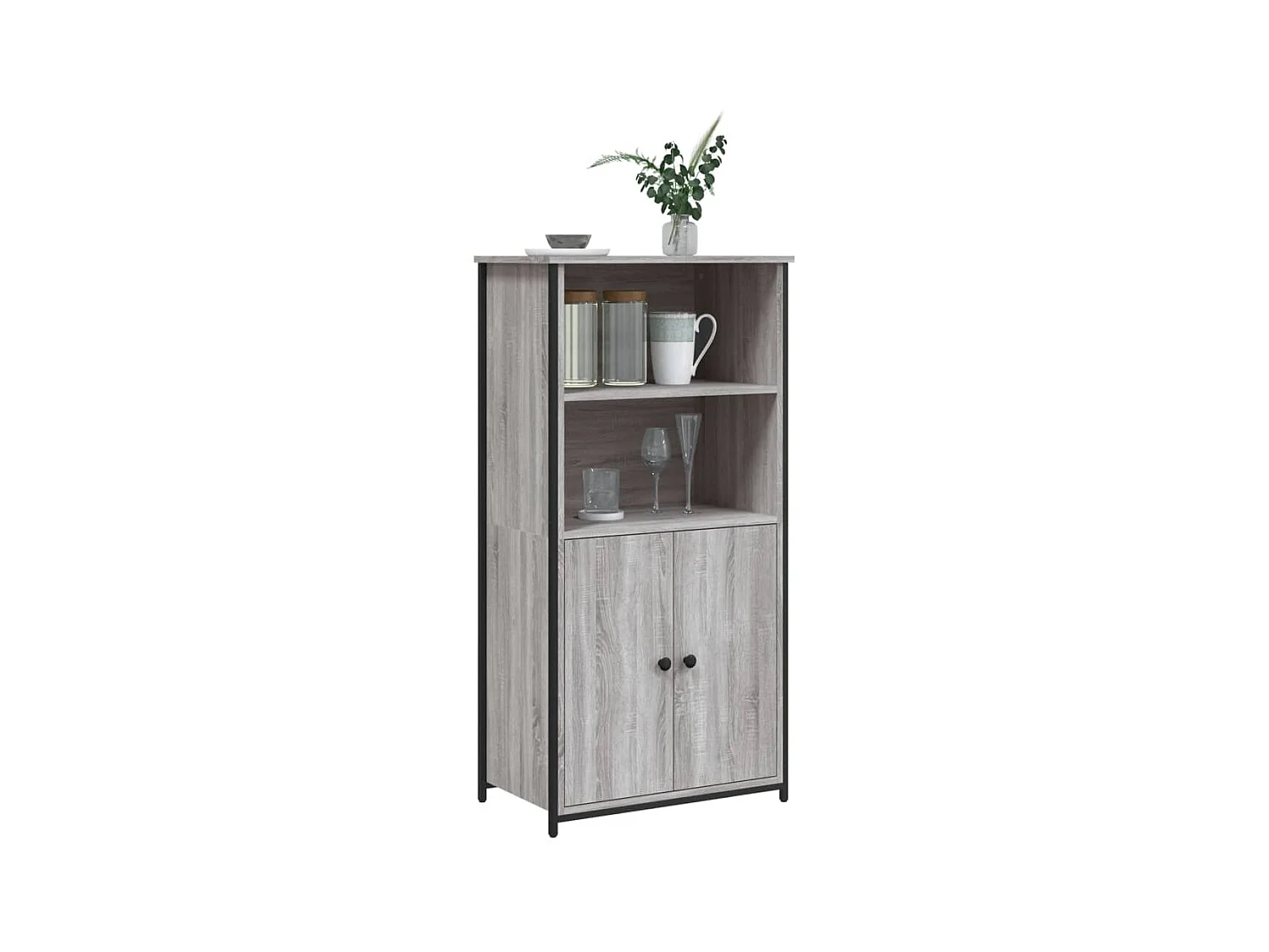 Buffet haut sonoma gris 62x36x121,5 cm bois d'ingénierie