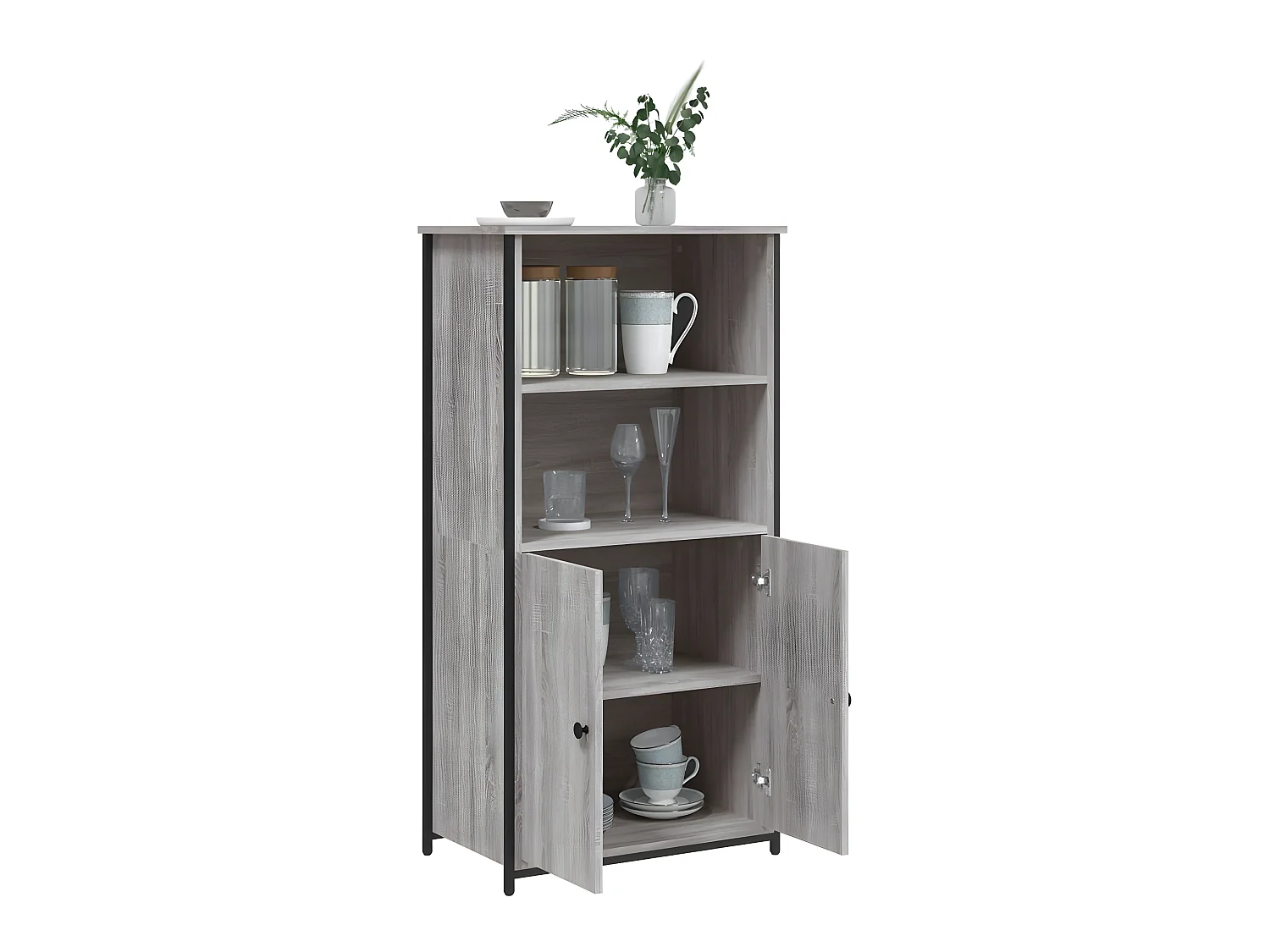 Buffet haut sonoma gris 62x36x121,5 cm bois d'ingénierie
