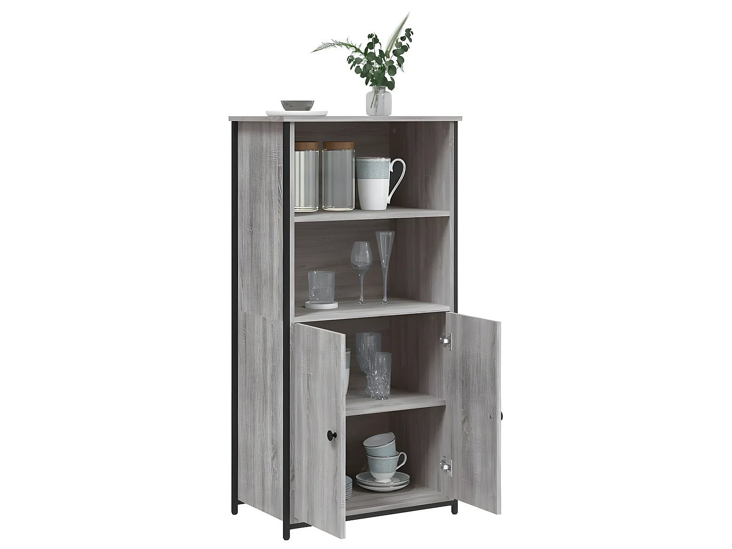 Credenza alta Sonoma grigio 62x36x121,5 cm in derivati del legno