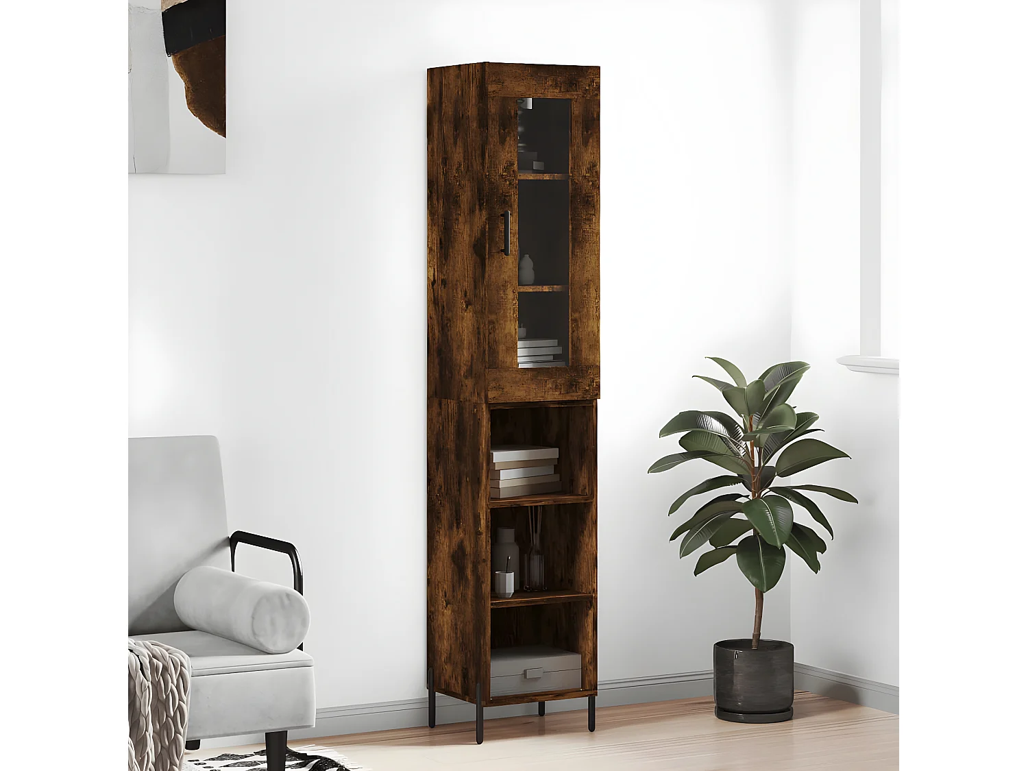 Credenza alta Rovere affumicato 34,5x34x180 cm MDF