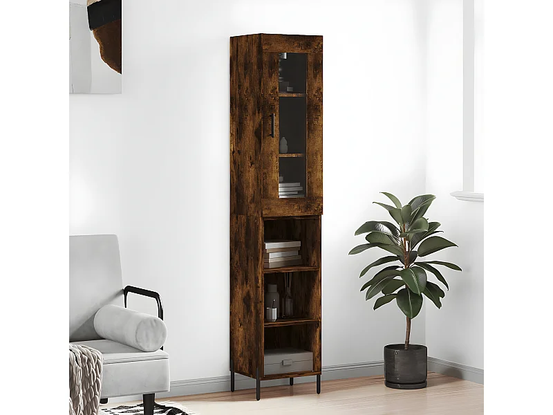 Aparador alto Roble ahumado 34,5x34x180 cm Madera contrachapada