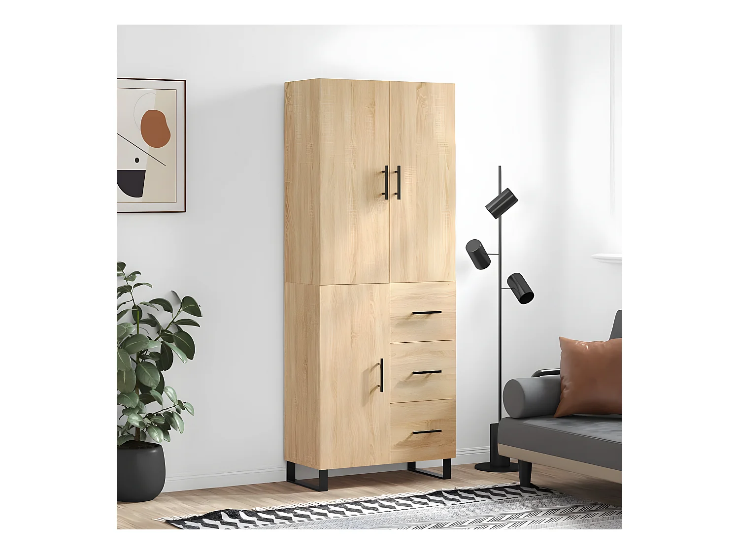 Buffet haut Chêne sonoma 69,5x34x180 cm Bois d'ingénierie