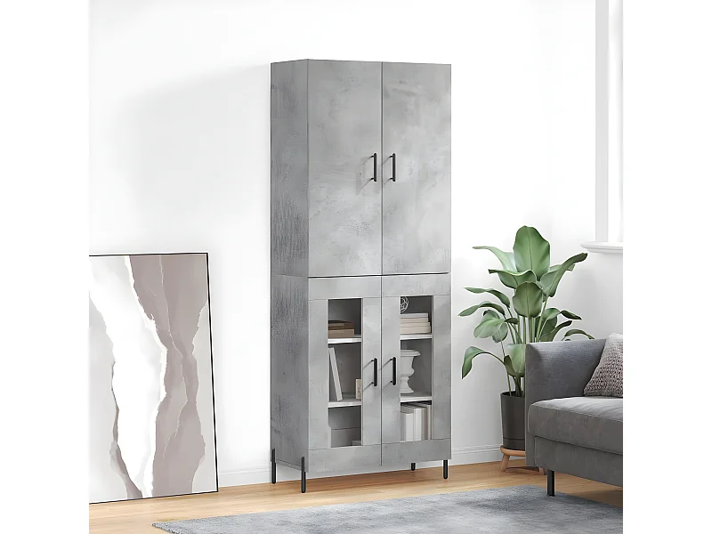 Credenza alta Grigio cemento 69,5x34x180 cm MDF