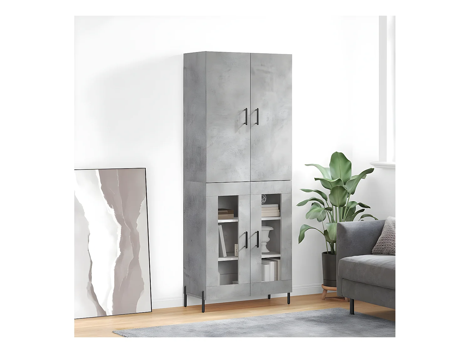 Credenza alta Grigio cemento 69,5x34x180 cm MDF