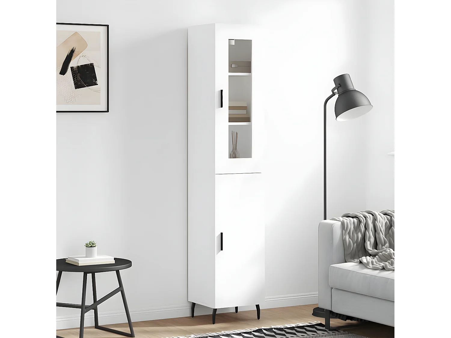 Buffet haut Blanc 34,5x34x180 cm Bois d'ingénierie