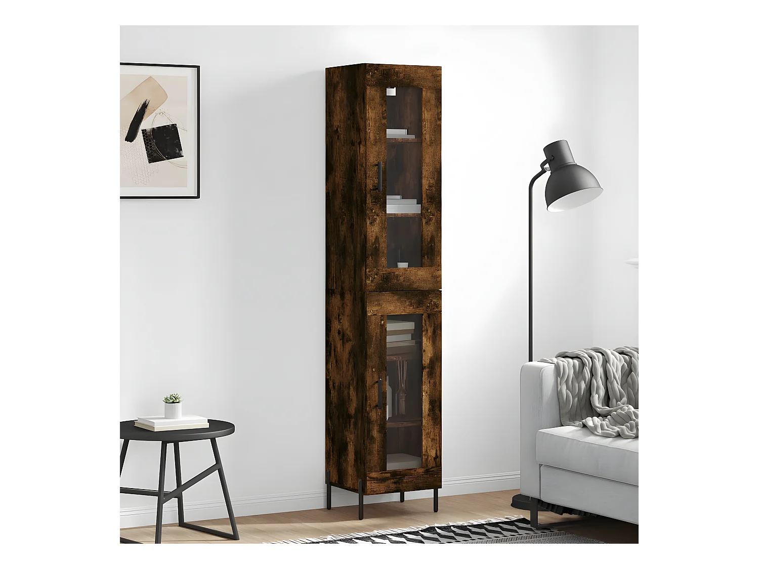 Credenza alta Rovere affumicato 34,5x34x180 cm MDF