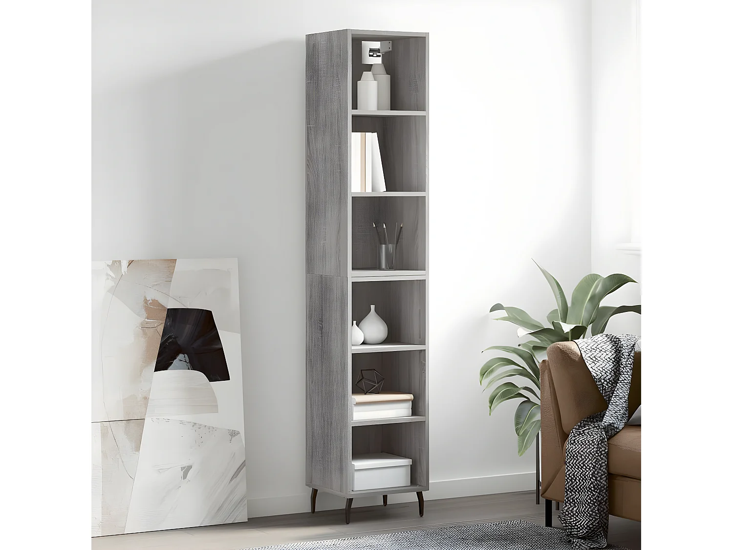 Buffet haut Sonoma gris 34,5x32,5x180 cm Bois d'ingénierie