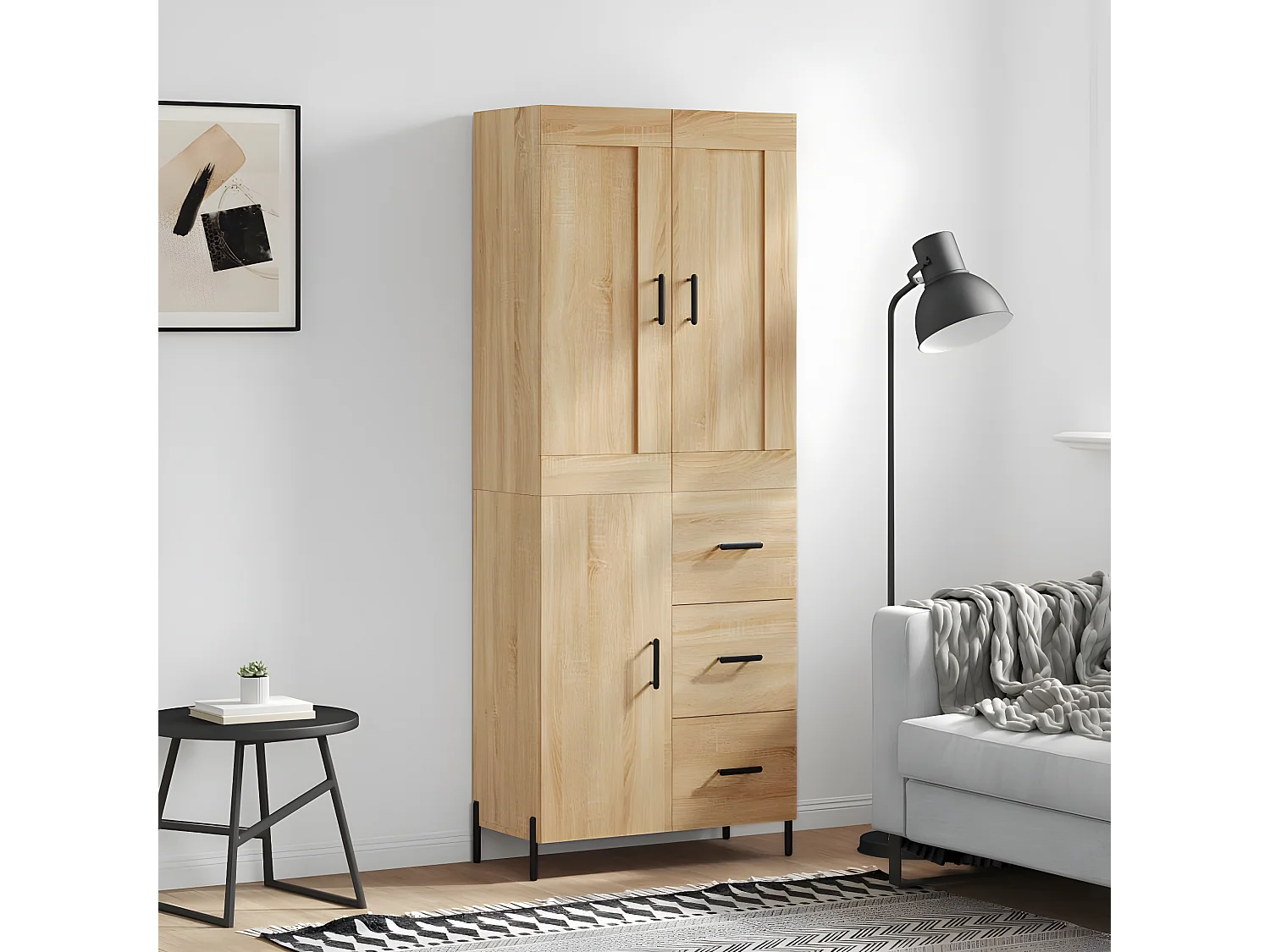 Hohes Sideboard Sonoma-Eiche 69,5x34x180 cm Holzwerkstoff