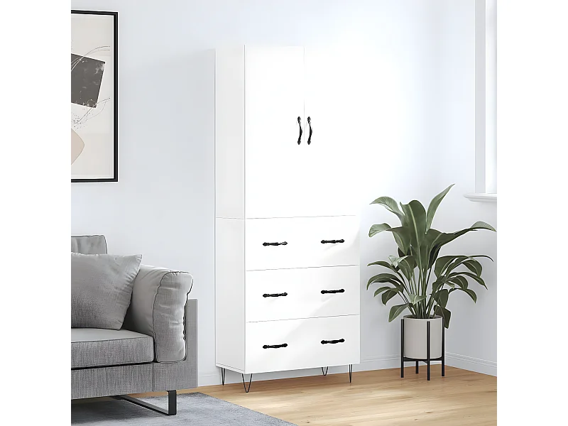 Hohes Sideboard Weiß 69,5 x 34 x 180 cm Holzwerkstoff