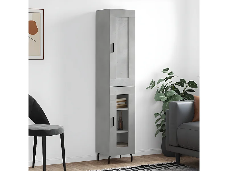 Credenza alta Grigio cemento 34,5x34x180 cm MDF
