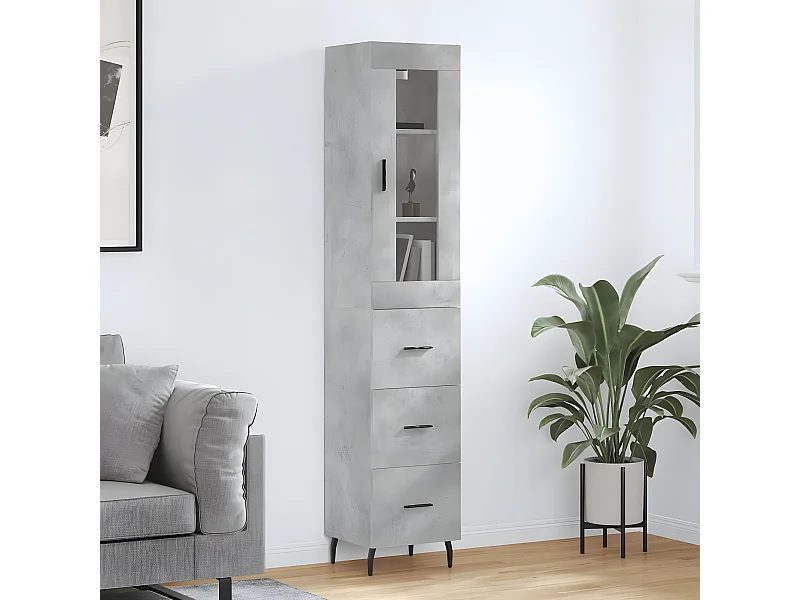 Credenza alta Grigio cemento 34,5x34x180 cm MDF