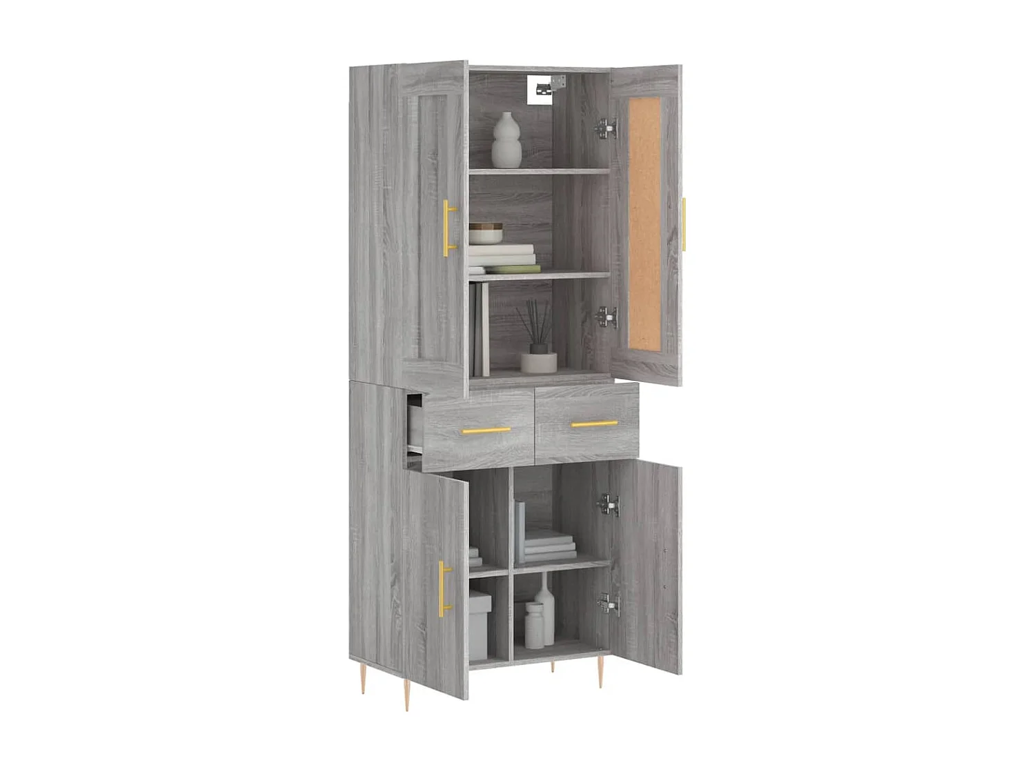 Credenza alta Sonoma grigia 69,5x34x180 cm MDF