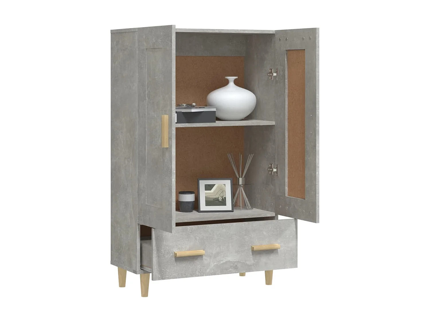 Credenza alta Grigio cemento 70x31x115 cm MDF