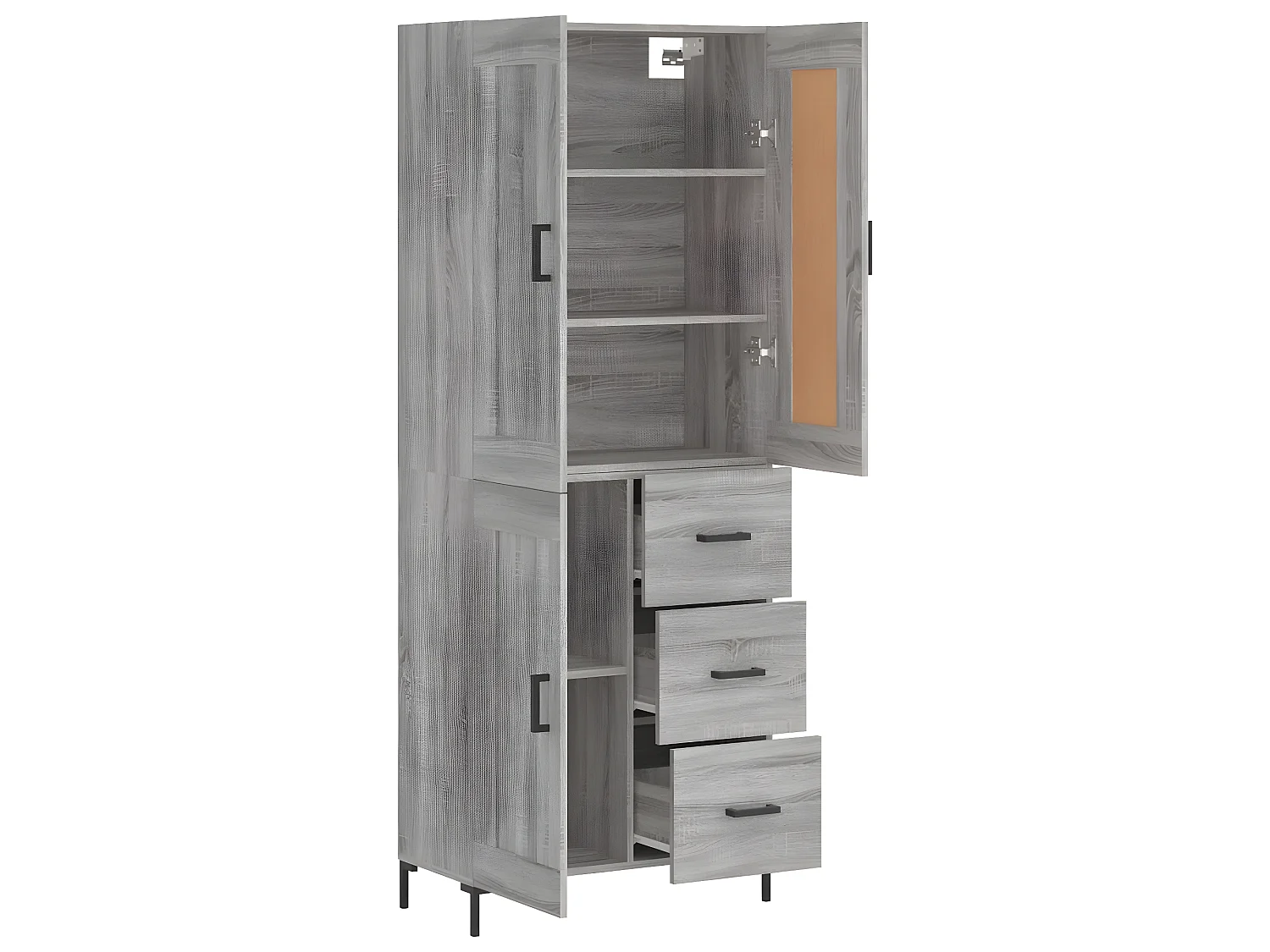 Credenza alta Sonoma grigia 69,5x34x180 cm MDF