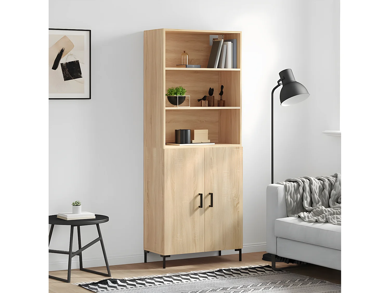Hohes Sideboard Sonoma-Eiche 69,5x34x180 cm Holzwerkstoff