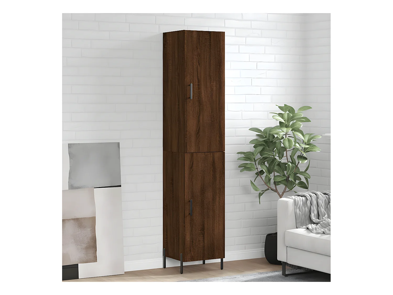 Buffet haut Chêne marron 34,5x34x180 cm Bois d'ingénierie