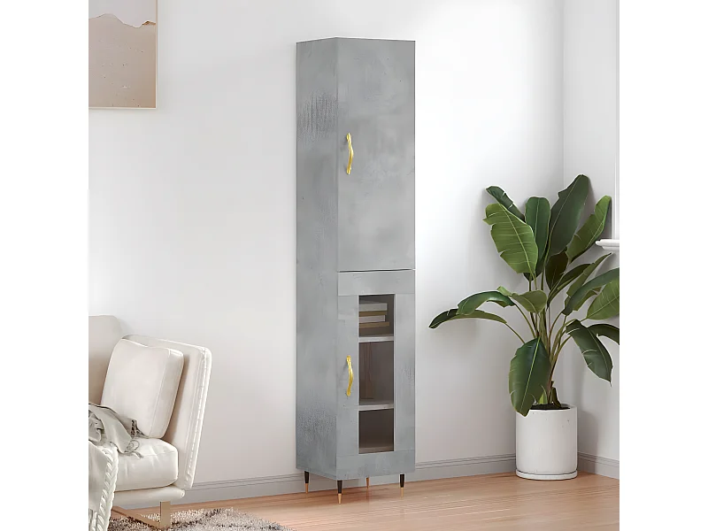 Credenza alta Grigio cemento 34,5x34x180 cm MDF
