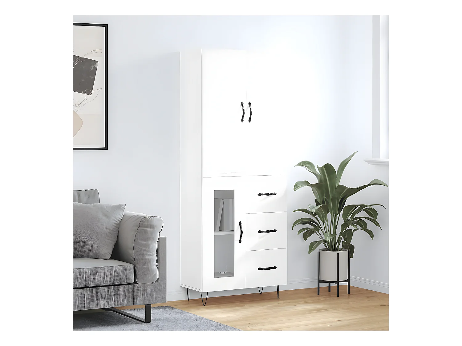 Credenza alta Bianca 69,5x34x180 cm MDF