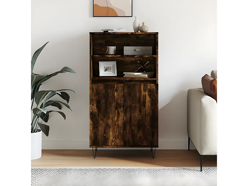 Credenza alta Rovere affumicato 60x36x110 cm MDF