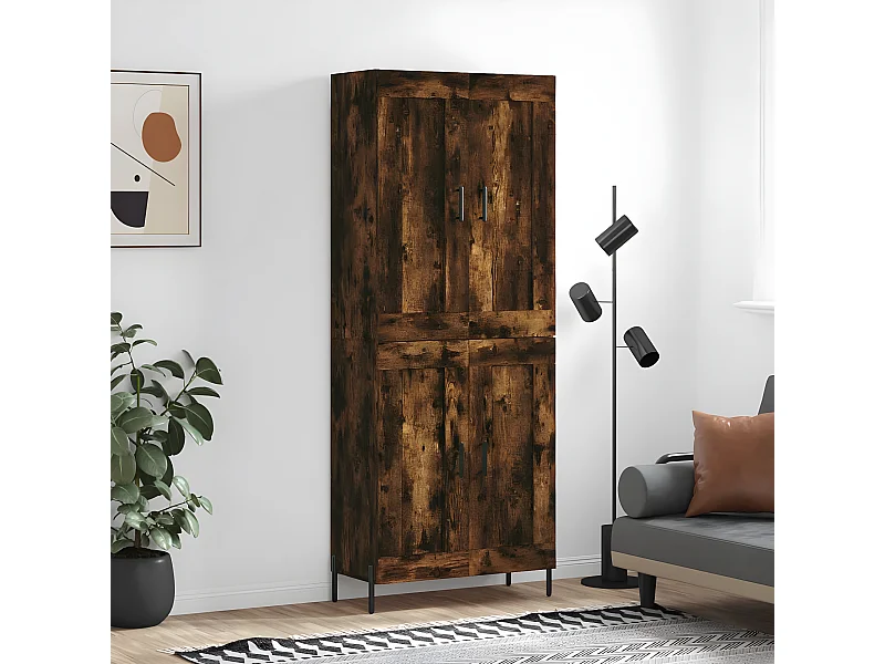 Aparador alto Roble ahumado 69,5x34x180 cm Madera contrachapada