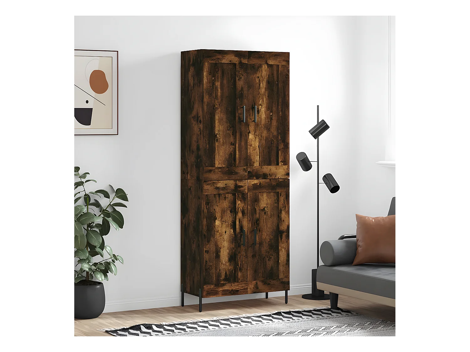Credenza alta Rovere affumicato 69,5x34x180 cm MDF