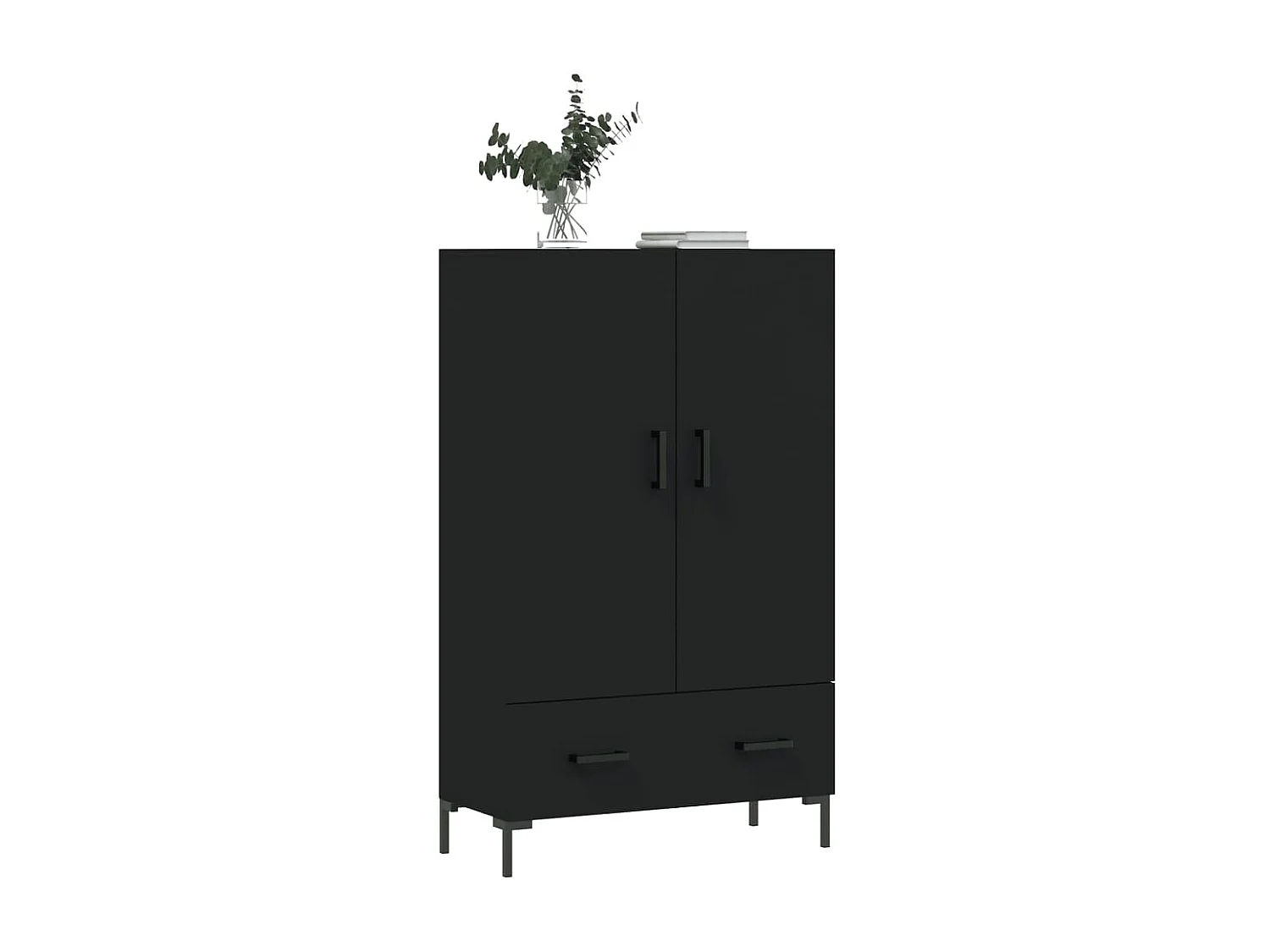 Buffet haut noir 69,5x31x115 cm bois d'ingénierie