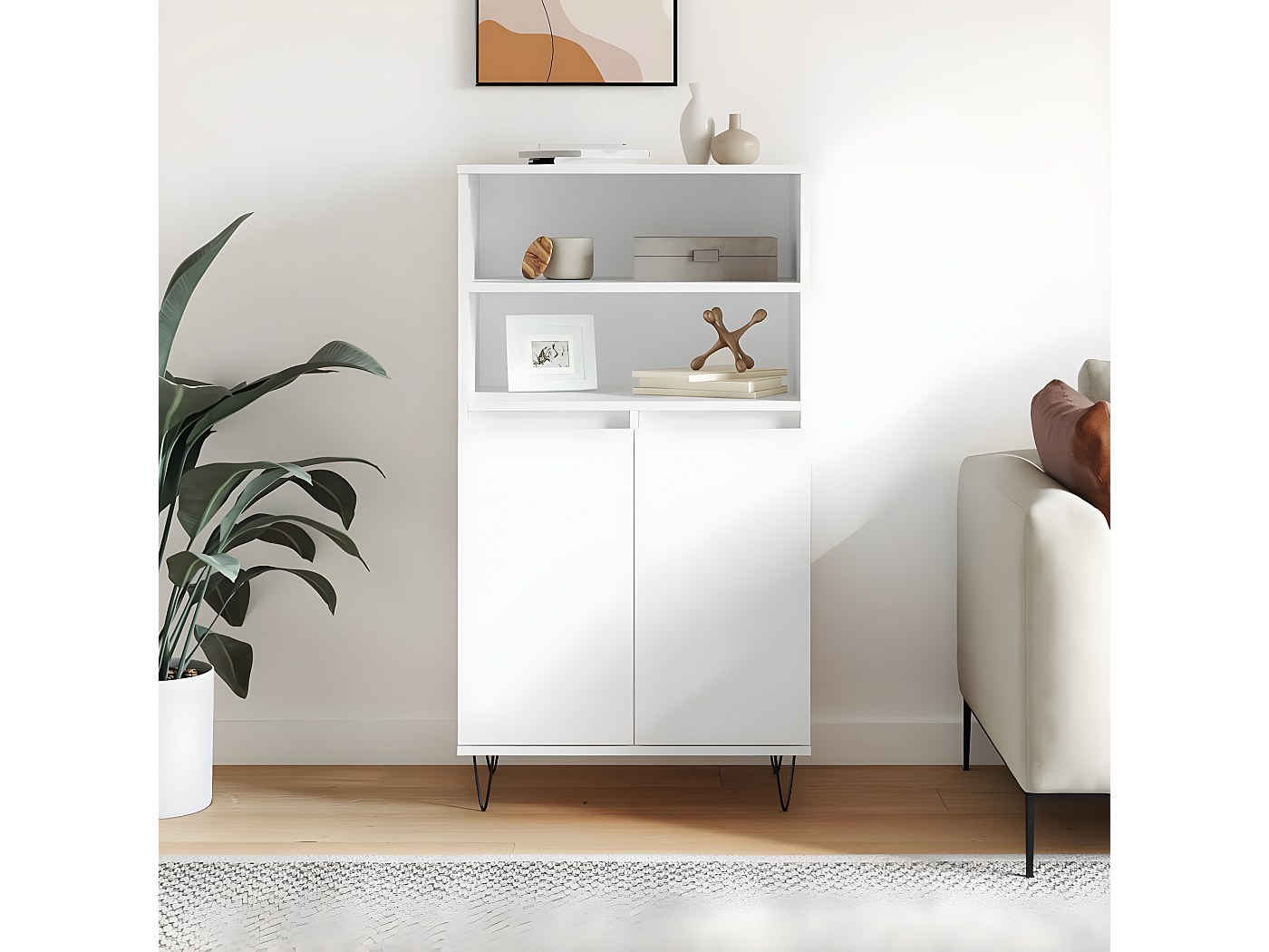 Credenza alta Bianca 60x36x110 cm MDF