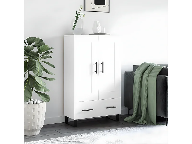 Buffet haut blanc 69,5x31x115 cm bois d'ingénierie