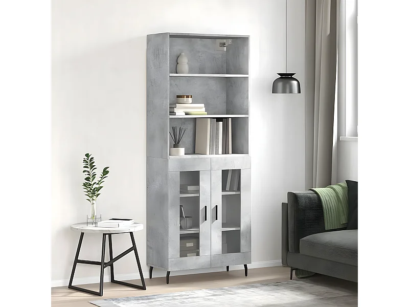 Credenza alta Grigio cemento 69,5x34x180 cm MDF