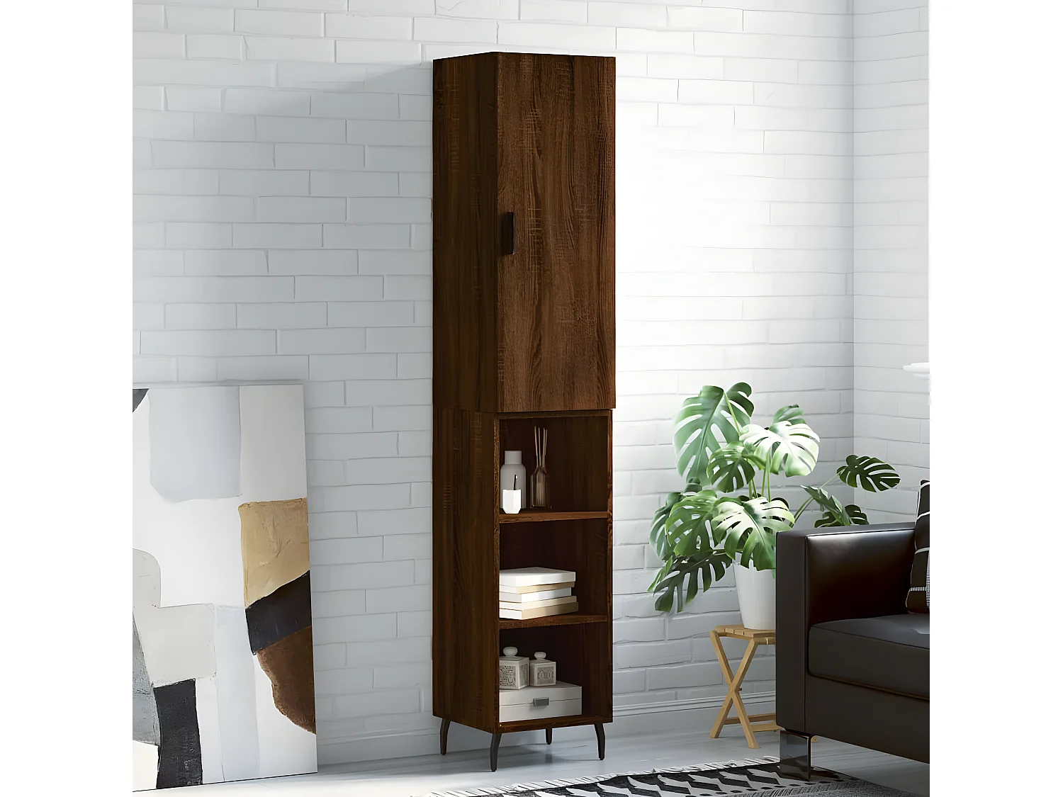 Credenza alta Rovere marrone 34,5x34x180 cm MDF