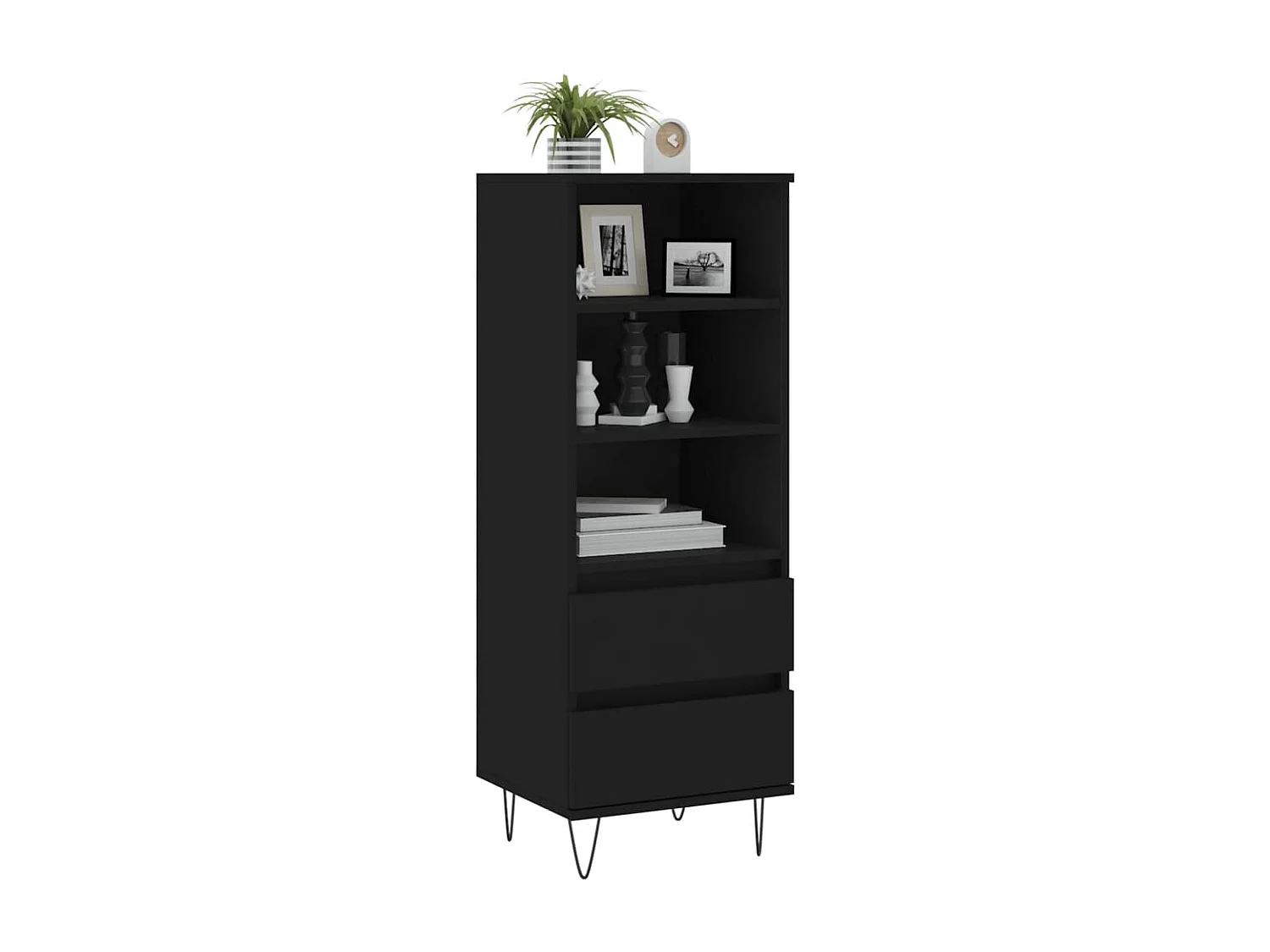 Buffet haut Noir 40x36x110 cm Bois d'ingénierie