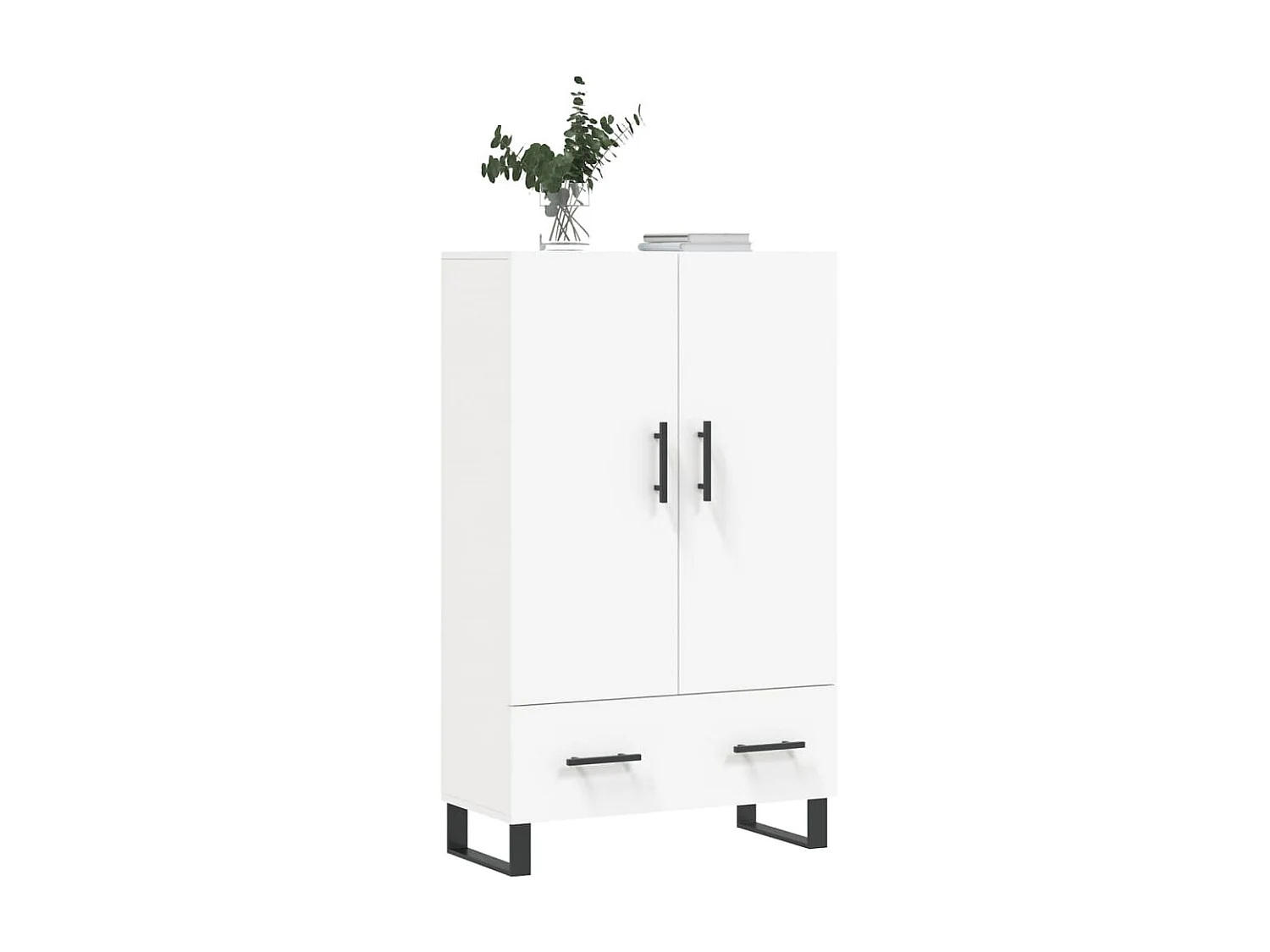 Credenza alta bianca 69,5x31x115 cm in derivati del legno