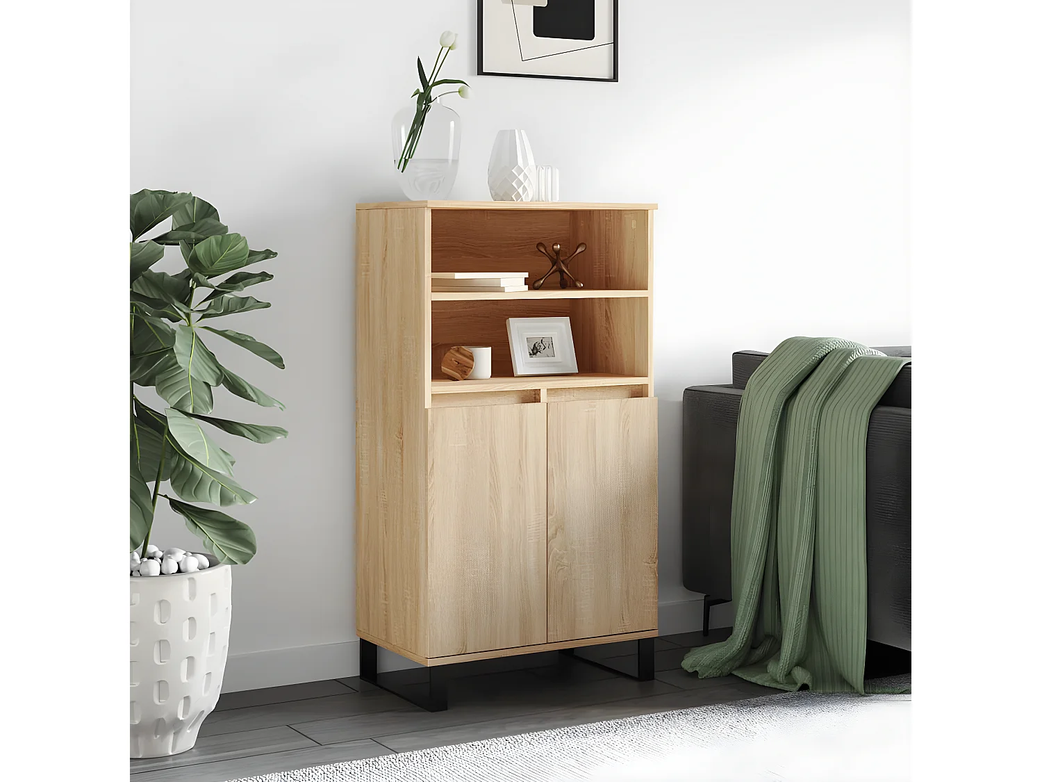 Credenza alta Rovere Sonoma 60x36x110 cm MDF
